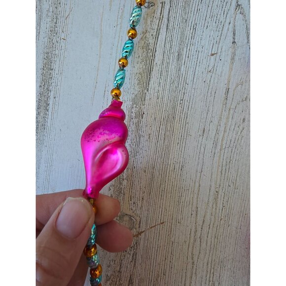 Radko seaside greetings seahorse shell Garland RARE Xmas glass tropical pink rai - Picture 8 of 15